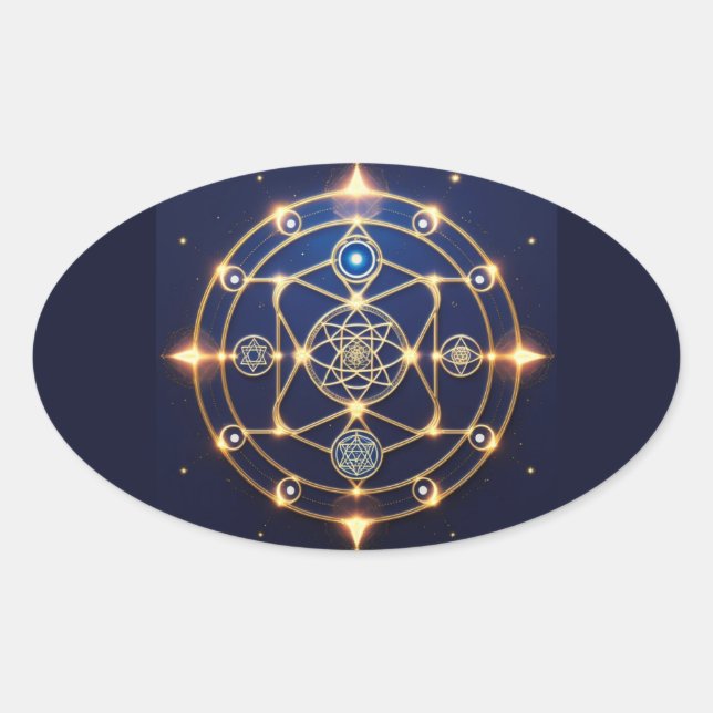 Pegatina Ovalada Resplandor Divino – 5: Energía Universal Iluminada (Anverso)