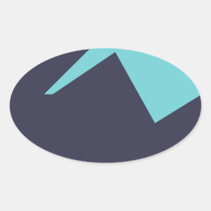 Pegatina Ovalada Resumen Art Minimalismo Blue White