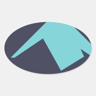 Pegatina Ovalada Resumen Art Minimalismo Blue White