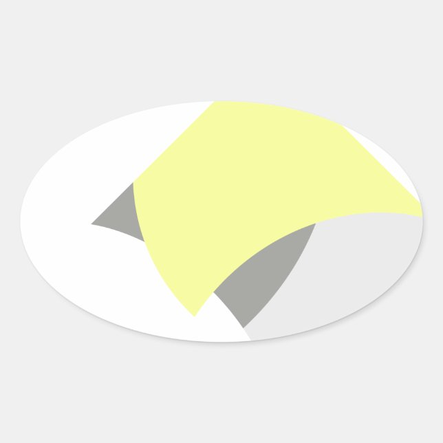 Pegatina Ovalada Resumen Arte Amarillo Gris Blanco (Anverso)