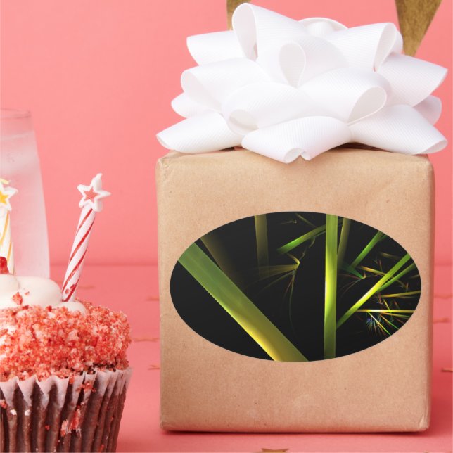 Pegatina Ovalada Resumen de Bambú (Fiesta)