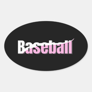 Pegatina Ovalada Resumen de béisbol Swish - Girly Word Art