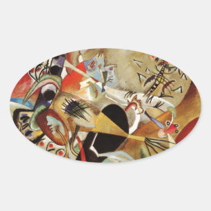 Pegatina Ovalada Resumen de la composición de Kandinsky