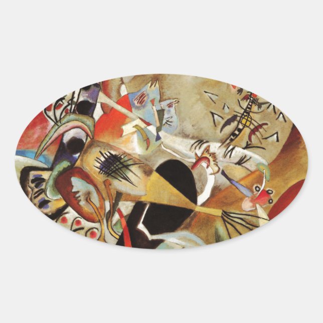 Pegatina Ovalada Resumen de la composición de Kandinsky (Anverso)
