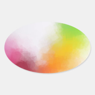Pegatina Ovalada Resumen moderno Art Naranja amarillo Rosa Verde Az