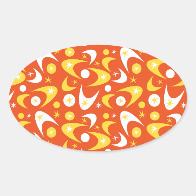 Pegatina Ovalada Retro Boomerangs (Anverso)