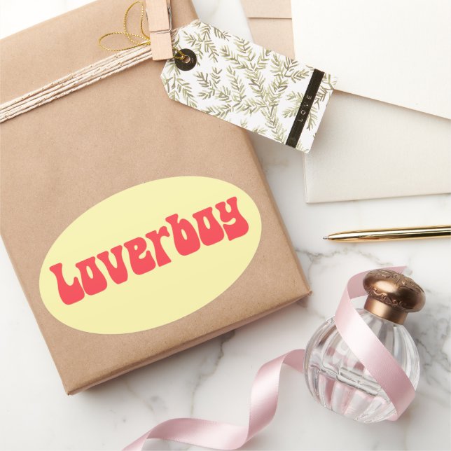 Pegatina Ovalada Retro de Loverboy (Regalar)