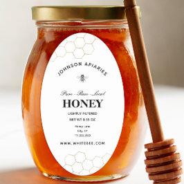 Pegatina Ovalada Retro Honey Bee | Miel orgánica
