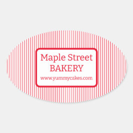 Pegatina Ovalada Retro Red Stripes Bakery Business