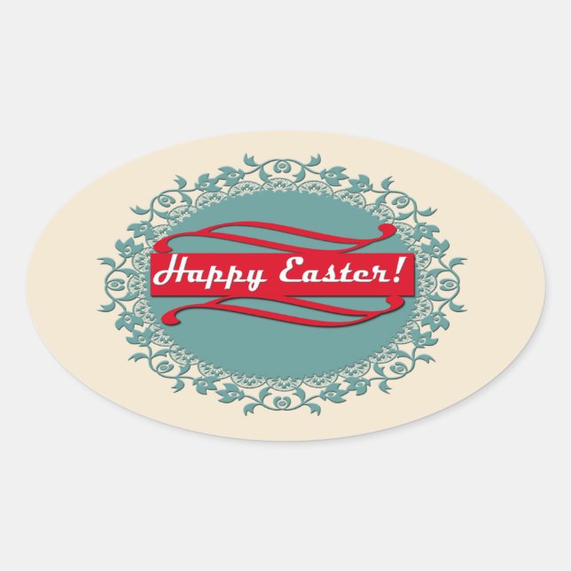 Pegatina Ovalada Retro, vintage (Anverso)