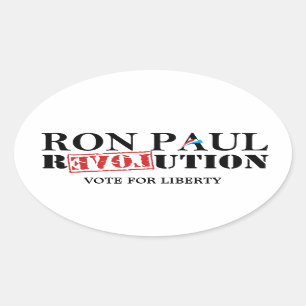 Pegatina Ovalada Revolución de Ron Paul - voto para la libertad