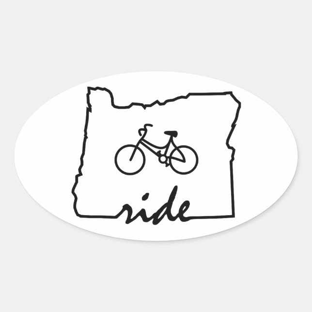 Pegatina Ovalada Ride Oregon (Ciclismo) (Anverso)