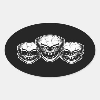 Pegatina Ovalada Ríe Skulls