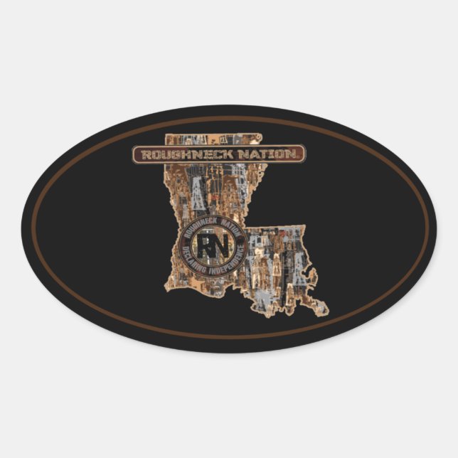 Pegatina Ovalada RIG UP CAMO Oilfield (Anverso)