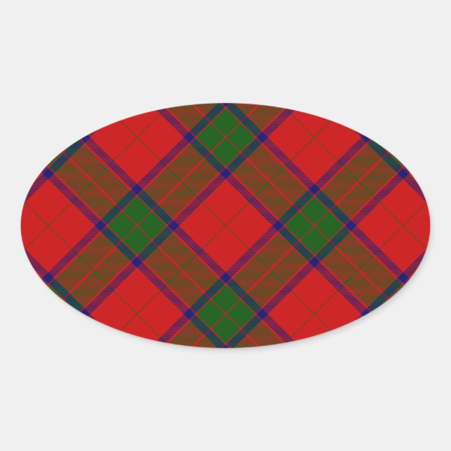 Pegatina Ovalada Robertson tartan platillo rojo (Anverso)