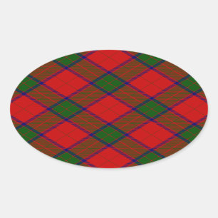 Pegatina Ovalada Robertson tartan platillo rojo
