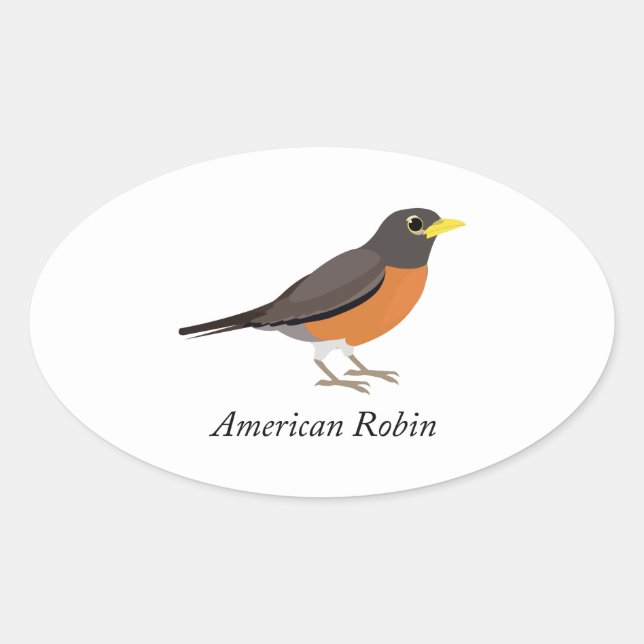 Pegatina Ovalada Robin estadounidense (Anverso)