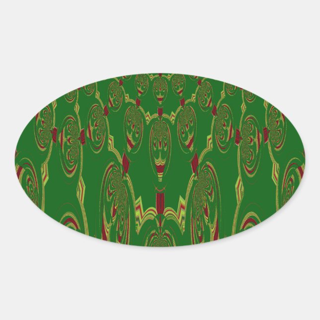 Pegatina Ovalada Robots verdes (Anverso)