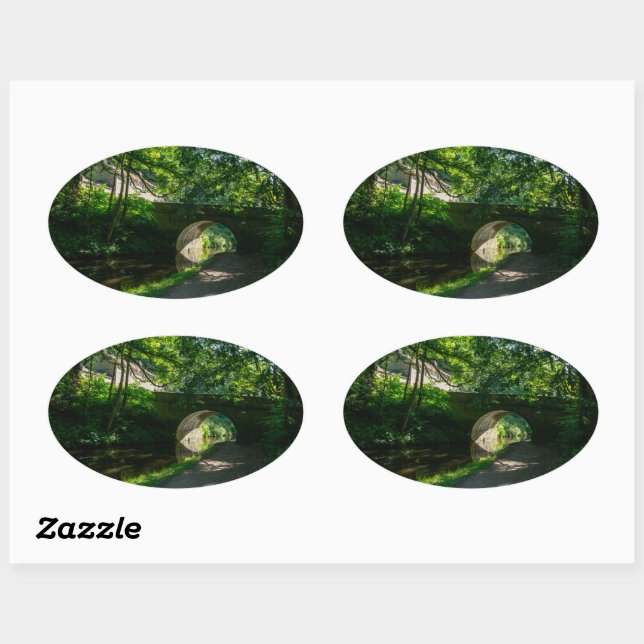 Pegatina Ovalada Rochdale Canal, Sowerby Bridge (Hoja)