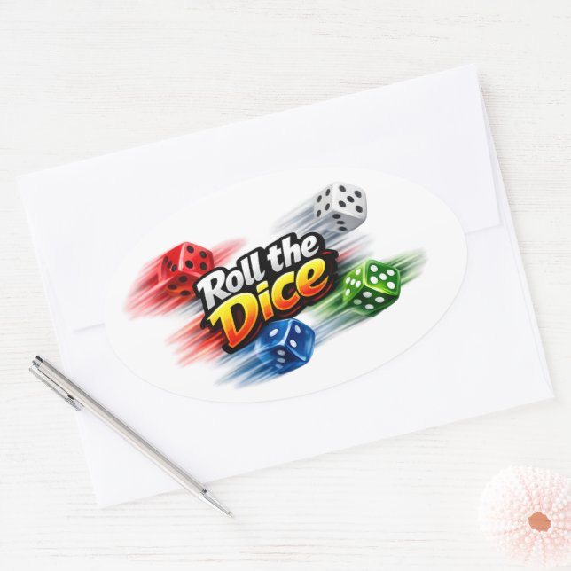 Pegatina Ovalada Roll the Dice Motion Sticker (Sobre)