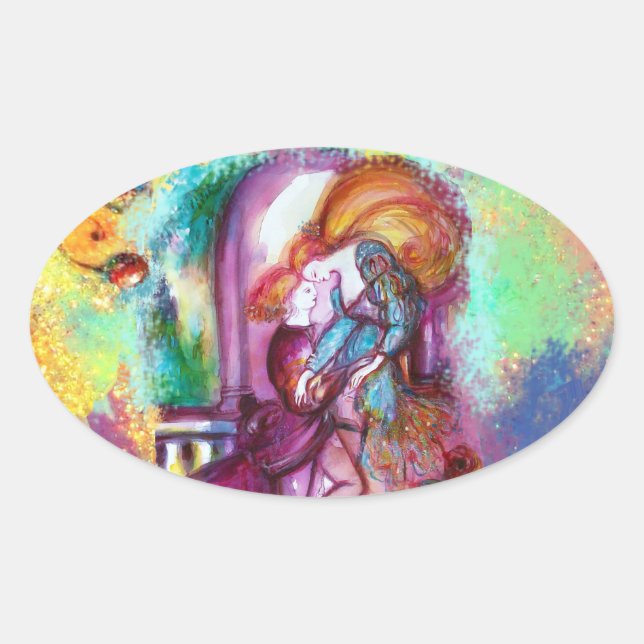 Pegatina Ovalada ROMEO Y JULIET Romántico Día de San Valentín (Anverso)