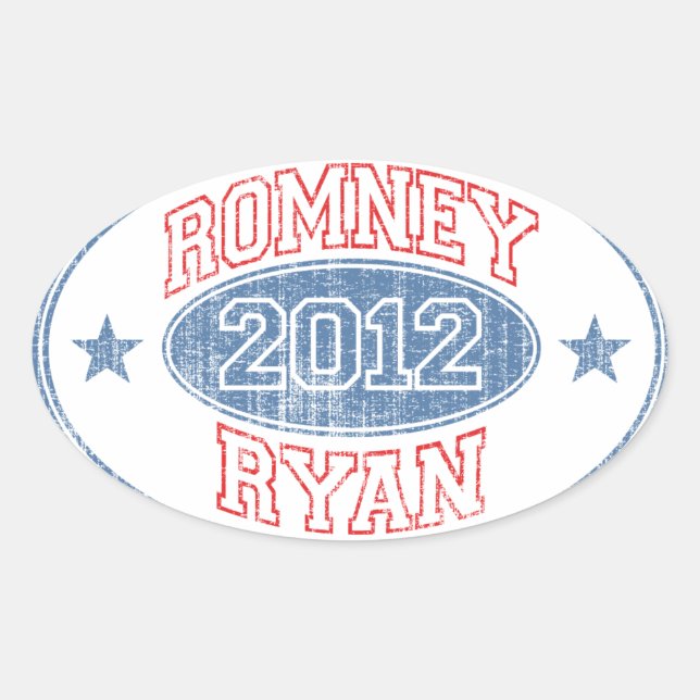 Pegatina Ovalada Romney Ryan 2012 (Anverso)