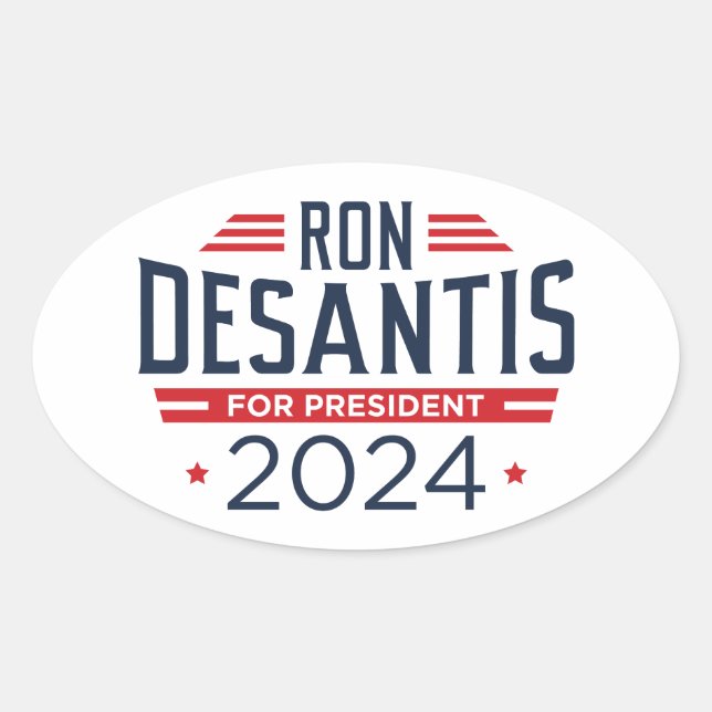 Pegatina Ovalada Ron DeSantis Para Presidente 2024 (Anverso)