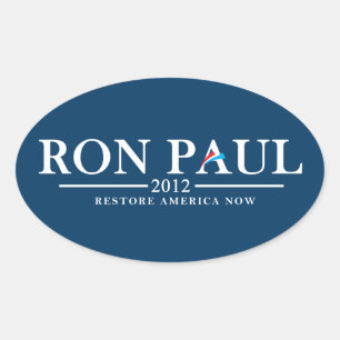 Pegatina Ovalada Ron Paul 2012 - Restablecimiento América ahora