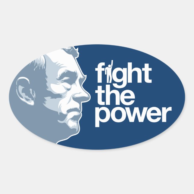 Pegatina Ovalada Ron Paul Lucha Contra Los Pegatinas Del Poder (Anverso)