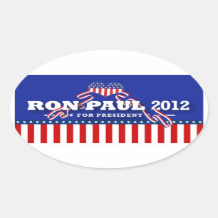 Pegatina Ovalada Ron Paul para el presidente 2012
