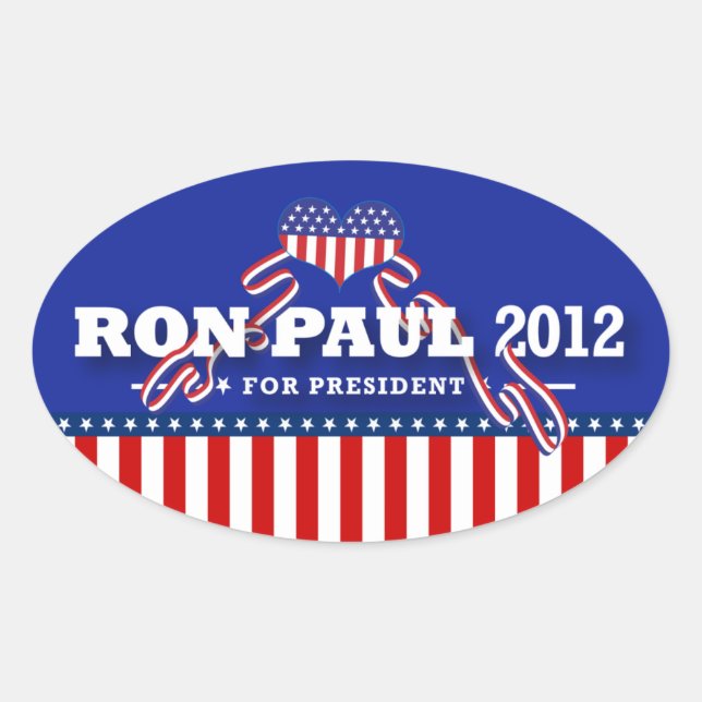 Pegatina Ovalada Ron Paul para presidente 2012 (Anverso)