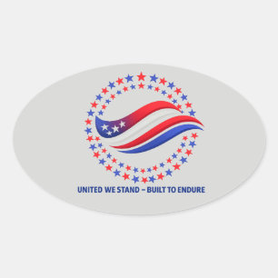 Pegatina Ovalada Ropa del Día de la Independencia Patriótica USA Es