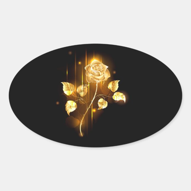 Pegatina Ovalada Rosa de oro (rosa de oro) (Anverso)