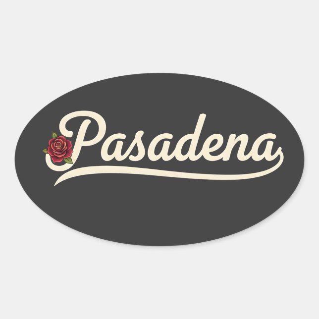 Pegatina Ovalada Rosa de Pasadena  (Anverso)