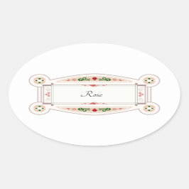 Pegatina Ovalada Rosa de Retro avec étiquette de Autocollant