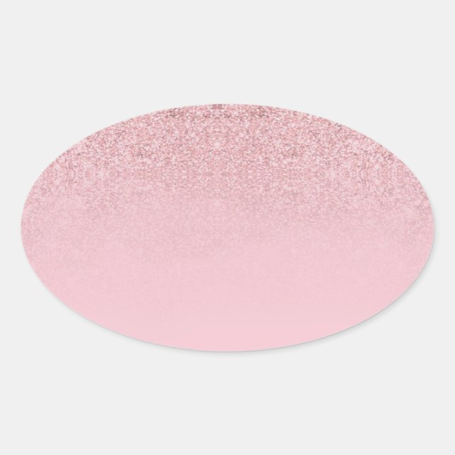 Pegatina Ovalada Rosa Gold Purpurina Blank Plantilla moderna elegan (Anverso)
