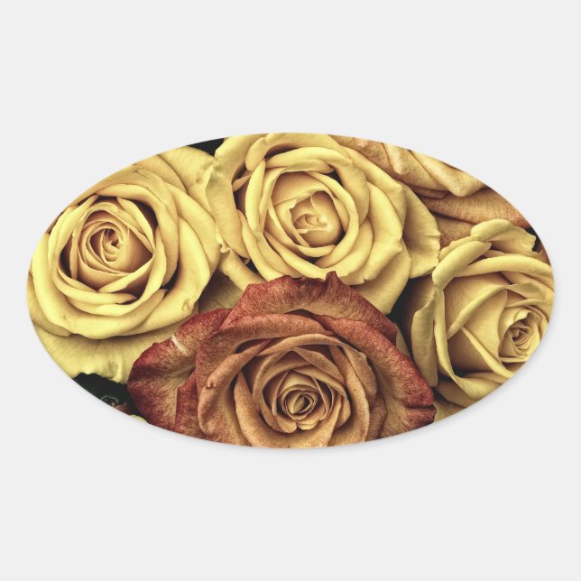 Pegatina Ovalada Rosas de época (Anverso)