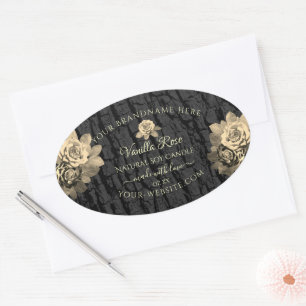 Pegatina Ovalada Rosas florales Rústicas Etiquetas de productos de 