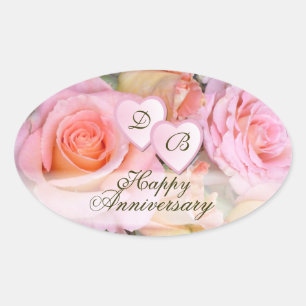 Pegatina Ovalada Rosas para mi amor ~ Pegatinas de Oval