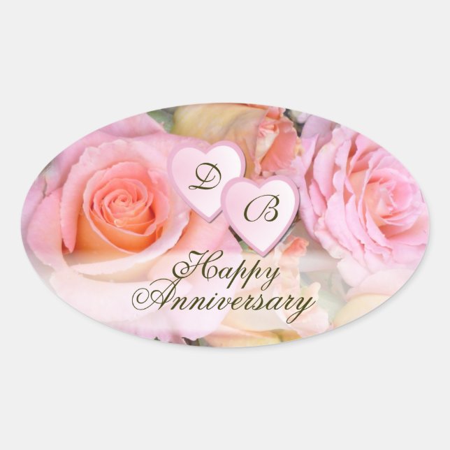 Pegatina Ovalada Rosas para mi amor ~ Pegatinas de Oval (Anverso)