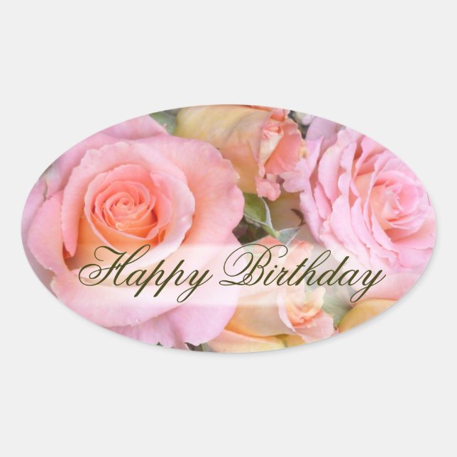 Pegatina Ovalada Rosas para mi amor ~ Pegatinas de Oval (Anverso)