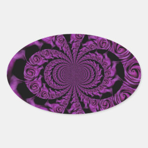 Pegatina Ovalada Rosas Purple Passion: Romance Real