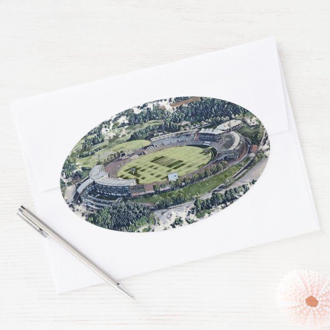 Pegatina Ovalada Rose Bowl Southampton Cricket Ground Artistic (Sobre)
