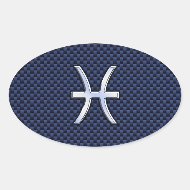 Pegatina Ovalada Rótulo Zodiac Silver Pisces Impresión de fibra de  (Anverso)