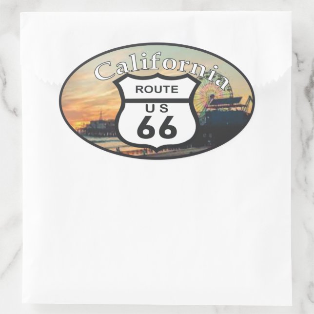 Pegatina Ovalada route 66 (Bolso)