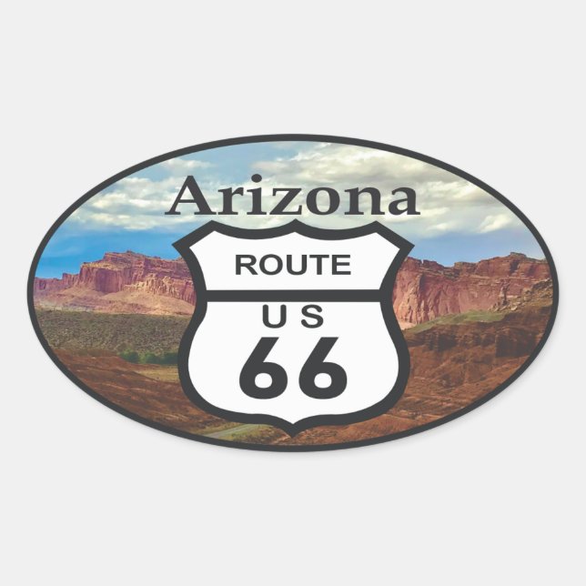Pegatina Ovalada Route 66 (Anverso)
