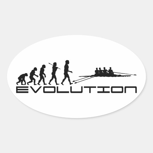 Pegatina Ovalada Rowing Rower Water Sport Evolution Art (Anverso)
