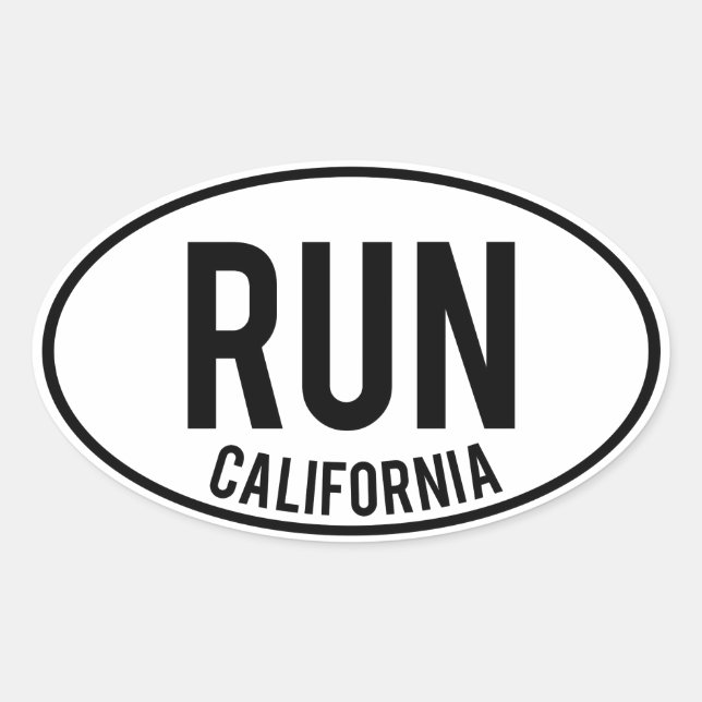 Pegatina Ovalada RUN california (Anverso)