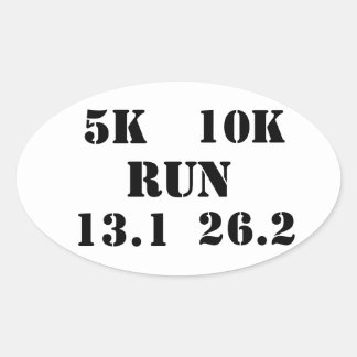 Pegatina Ovalada RUN - ciclo de ejecución de 5 k, 10 k, 13,1, 26,2