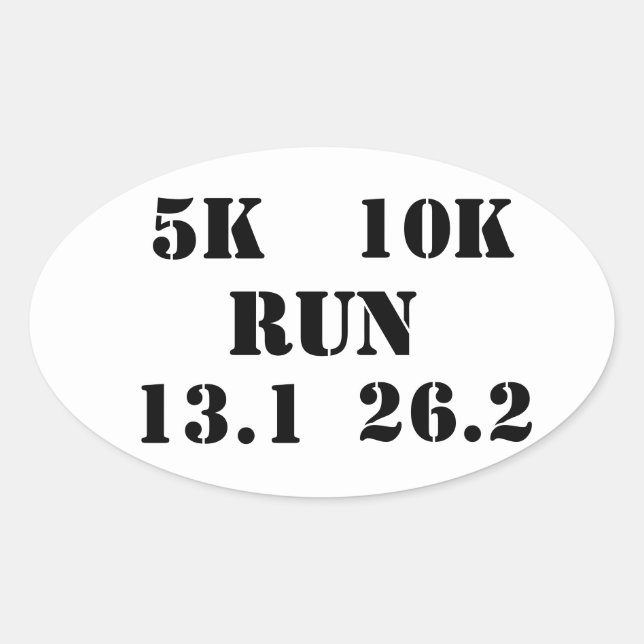 Pegatina Ovalada RUN - ciclo de ejecución de 5 k, 10 k, 13,1, 26,2 (Anverso)